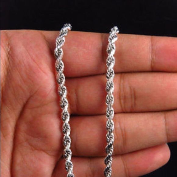 REAL White Gold Rope Chain 4MM THICK 28" NEW - Picture 2 of 3